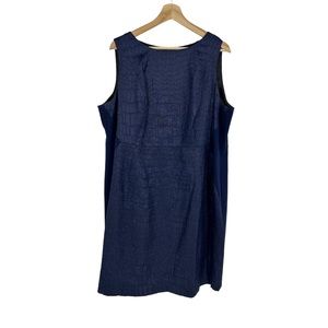 Tahari Dark Blue Mini Jacquard Print Sleeveless Shift Dress